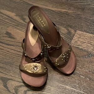 Axcess Natasha Bronze Sandals with Gold Studs